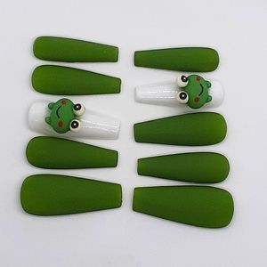 Green Cute Frog Kawaii 3D Charm Press on Nails